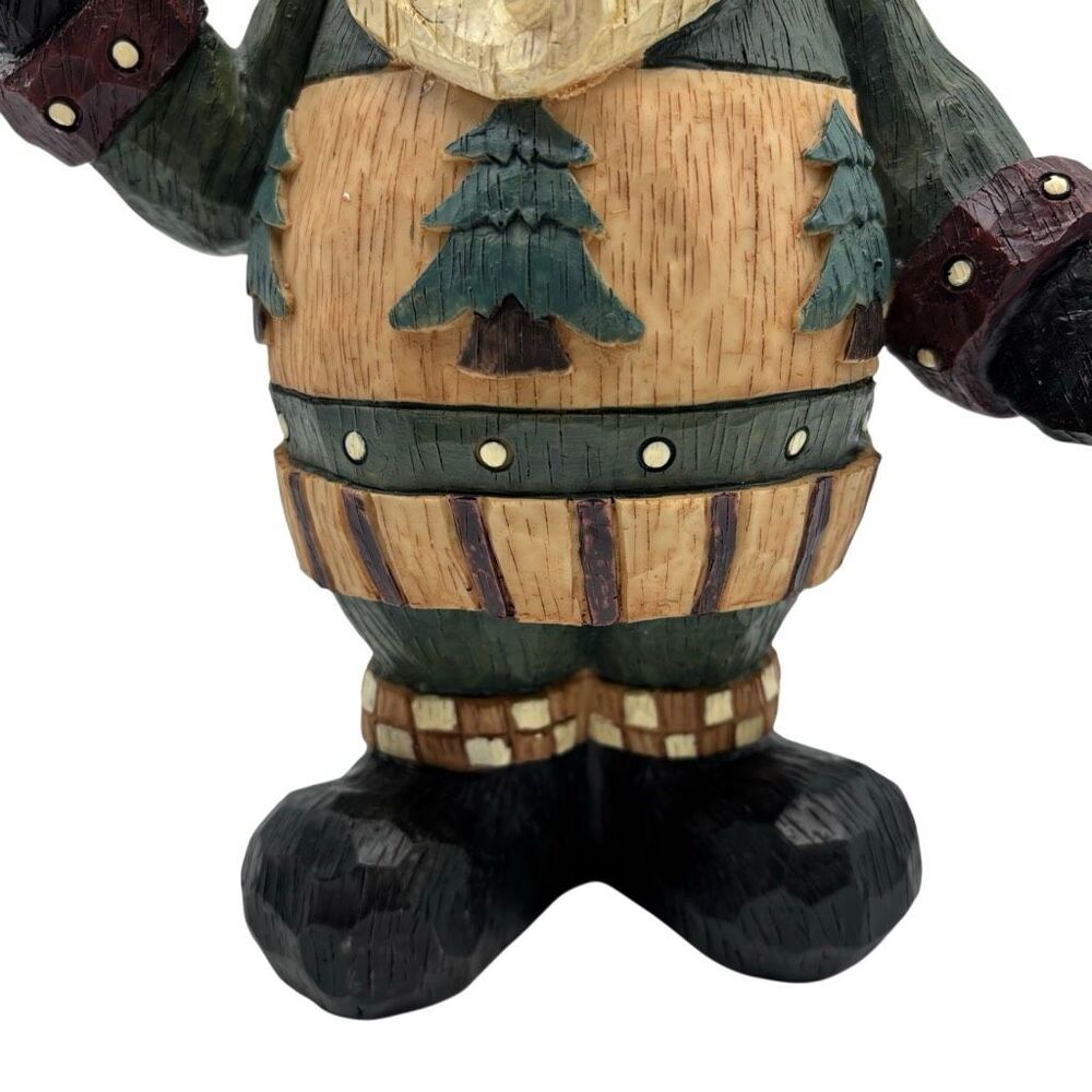 Rustic Santa Folk Art Statue Faux Carved Wood Christmas Decor 11.5" X 7" X 5" - Picture 6 of 9